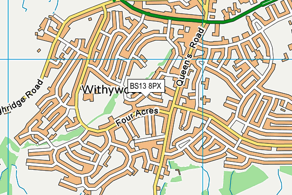 BS13 8PX map - OS VectorMap District (Ordnance Survey)