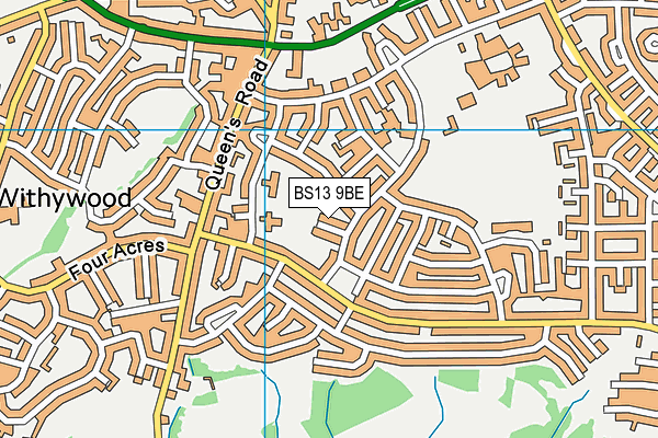 BS13 9BE map - OS VectorMap District (Ordnance Survey)