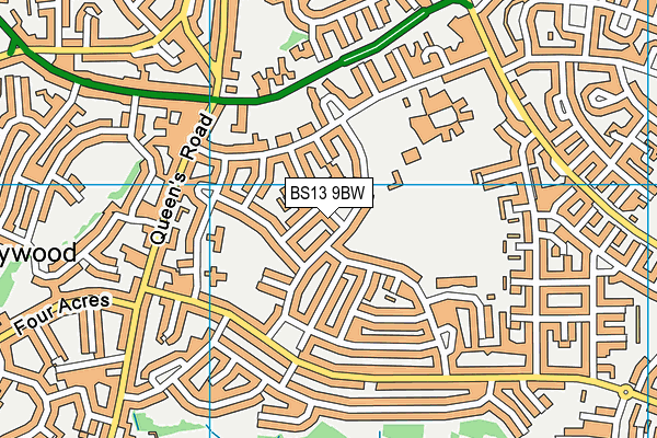 BS13 9BW map - OS VectorMap District (Ordnance Survey)