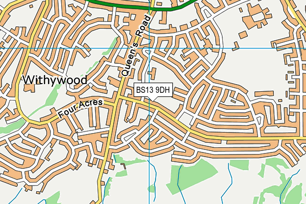 BS13 9DH map - OS VectorMap District (Ordnance Survey)