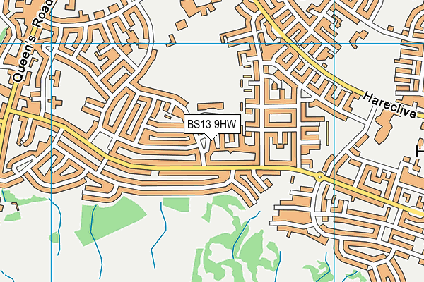 BS13 9HW map - OS VectorMap District (Ordnance Survey)