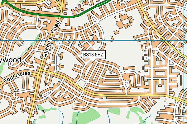 BS13 9HZ map - OS VectorMap District (Ordnance Survey)