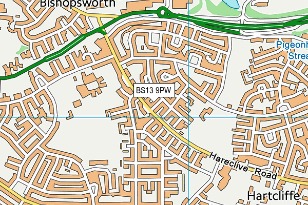 BS13 9PW map - OS VectorMap District (Ordnance Survey)