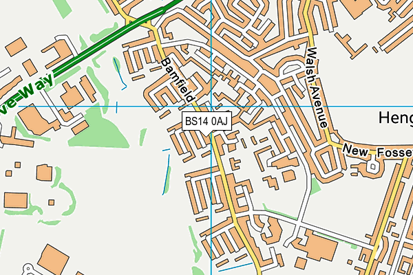 BS14 0AJ map - OS VectorMap District (Ordnance Survey)