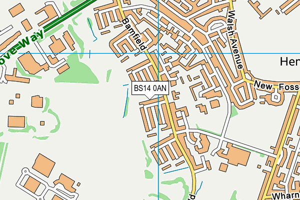 BS14 0AN map - OS VectorMap District (Ordnance Survey)
