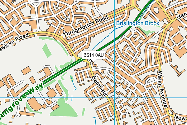 BS14 0AU map - OS VectorMap District (Ordnance Survey)