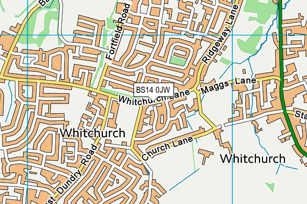 BS14 0JW map - OS VectorMap District (Ordnance Survey)