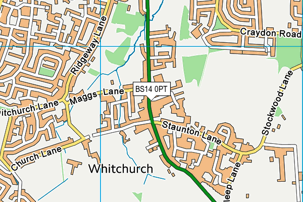Whitchurch Primary School map (BS14 0PT) - OS VectorMap District (Ordnance Survey)