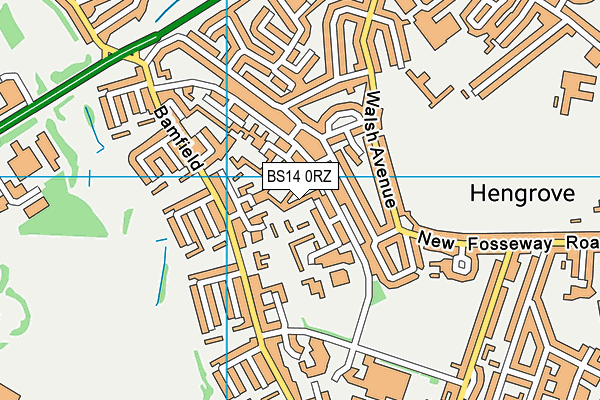 BS14 0RZ map - OS VectorMap District (Ordnance Survey)