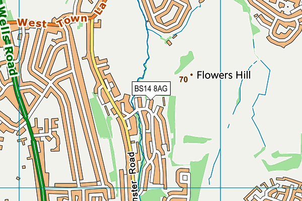 BS14 8AG map - OS VectorMap District (Ordnance Survey)