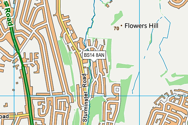 BS14 8AN map - OS VectorMap District (Ordnance Survey)