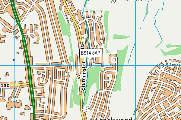 BS14 8AP map - OS VectorMap District (Ordnance Survey)