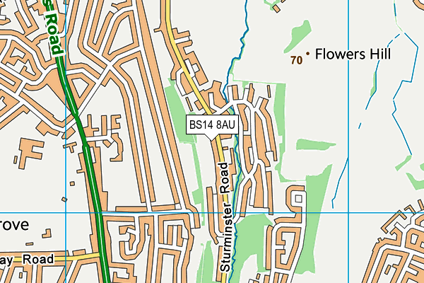 BS14 8AU map - OS VectorMap District (Ordnance Survey)