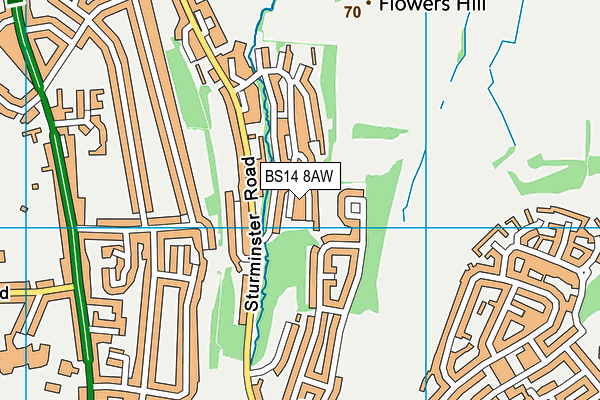 BS14 8AW map - OS VectorMap District (Ordnance Survey)
