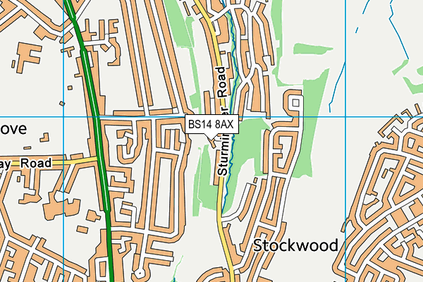 BS14 8AX map - OS VectorMap District (Ordnance Survey)