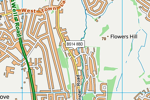 BS14 8BD map - OS VectorMap District (Ordnance Survey)
