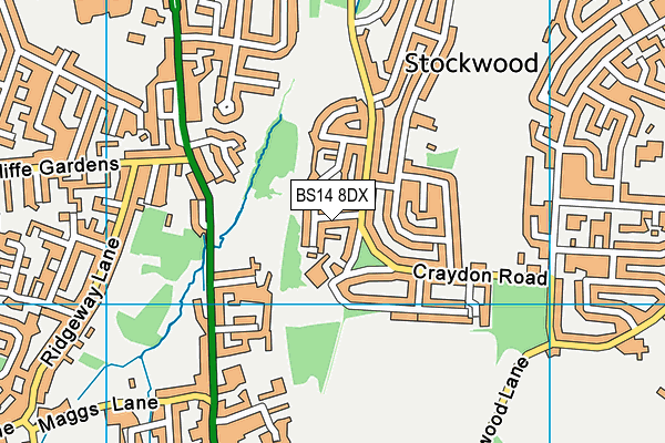 BS14 8DX map - OS VectorMap District (Ordnance Survey)