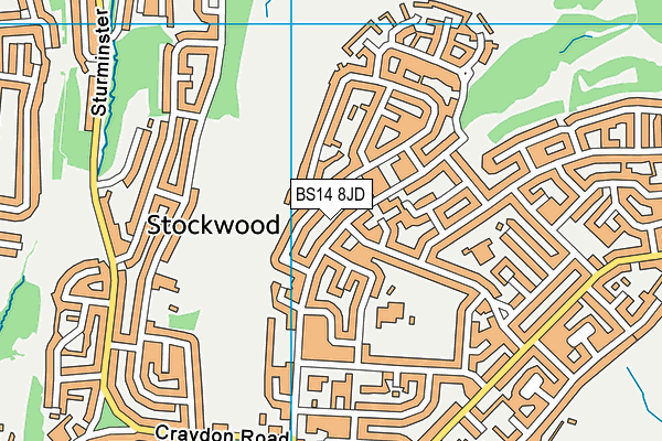 BS14 8JD map - OS VectorMap District (Ordnance Survey)