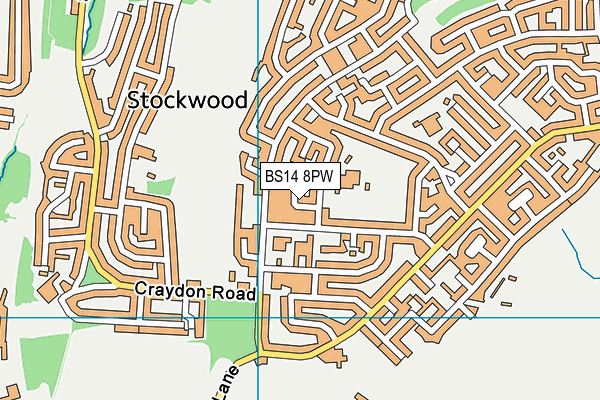 BS14 8PW map - OS VectorMap District (Ordnance Survey)