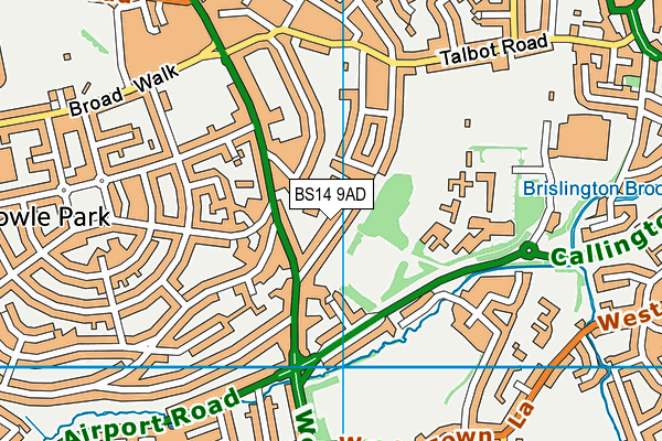 BS14 9AD map - OS VectorMap District (Ordnance Survey)