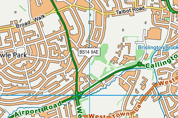 BS14 9AE map - OS VectorMap District (Ordnance Survey)