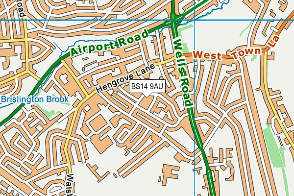 BS14 9AU map - OS VectorMap District (Ordnance Survey)