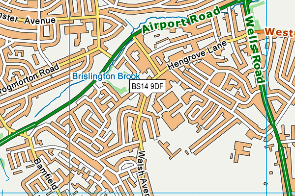 BS14 9DF map - OS VectorMap District (Ordnance Survey)
