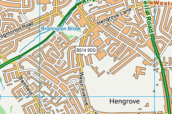 BS14 9DG map - OS VectorMap District (Ordnance Survey)