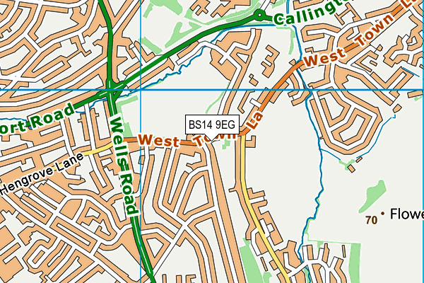 BS14 9EG map - OS VectorMap District (Ordnance Survey)