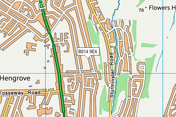 BS14 9EX map - OS VectorMap District (Ordnance Survey)