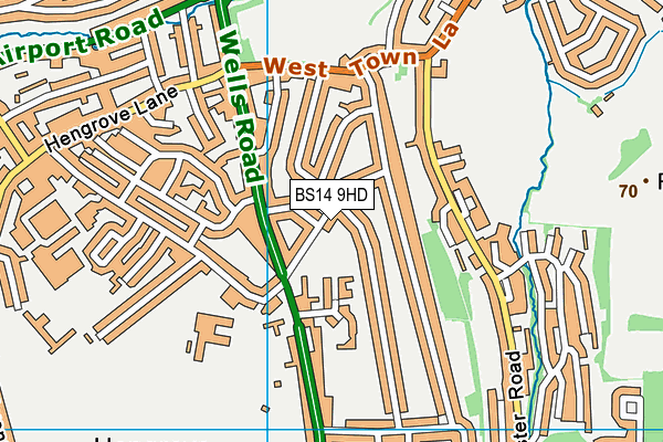BS14 9HD map - OS VectorMap District (Ordnance Survey)