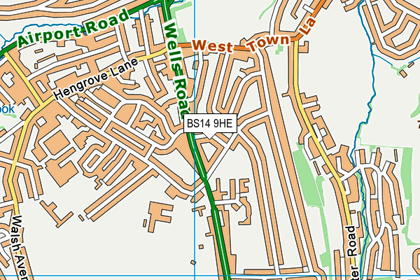 BS14 9HE map - OS VectorMap District (Ordnance Survey)