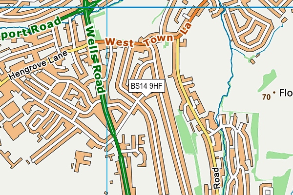 BS14 9HF map - OS VectorMap District (Ordnance Survey)