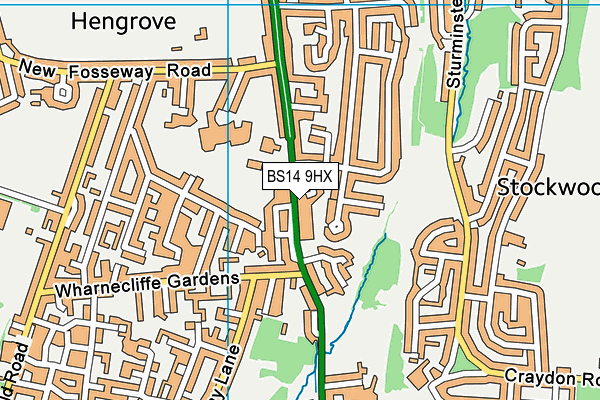 BS14 9HX map - OS VectorMap District (Ordnance Survey)