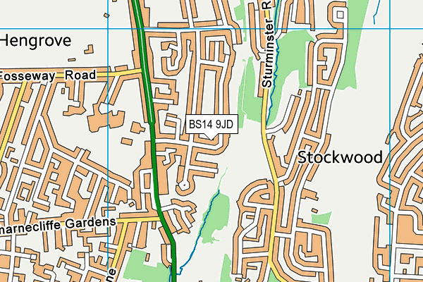 BS14 9JD map - OS VectorMap District (Ordnance Survey)