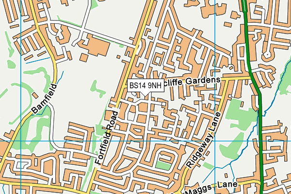 BS14 9NH map - OS VectorMap District (Ordnance Survey)