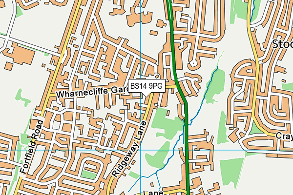BS14 9PG map - OS VectorMap District (Ordnance Survey)