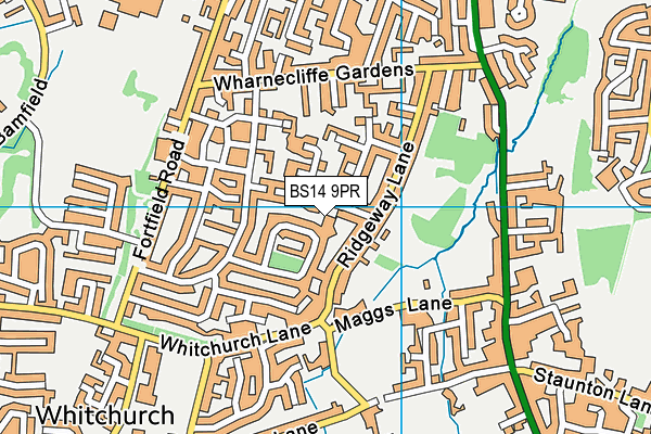 BS14 9PR map - OS VectorMap District (Ordnance Survey)
