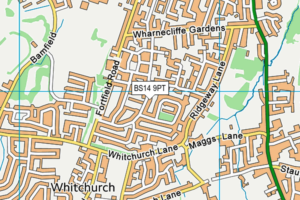 BS14 9PT map - OS VectorMap District (Ordnance Survey)