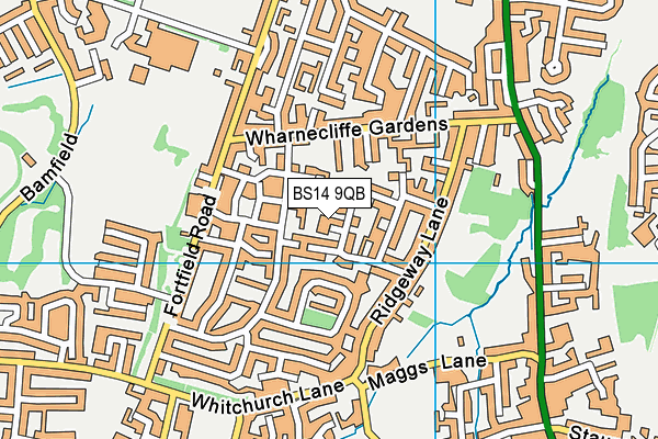 BS14 9QB map - OS VectorMap District (Ordnance Survey)