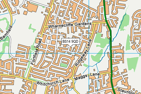 BS14 9QD map - OS VectorMap District (Ordnance Survey)