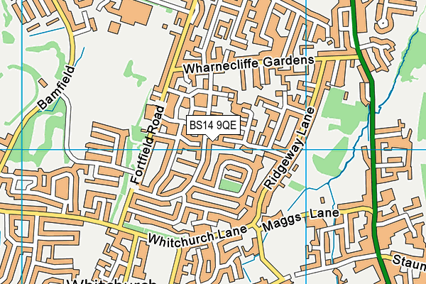 BS14 9QE map - OS VectorMap District (Ordnance Survey)