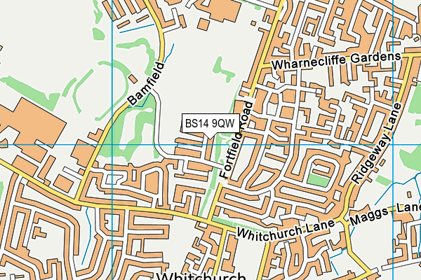 BS14 9QW map - OS VectorMap District (Ordnance Survey)