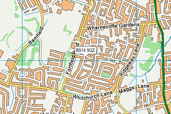 BS14 9QZ map - OS VectorMap District (Ordnance Survey)