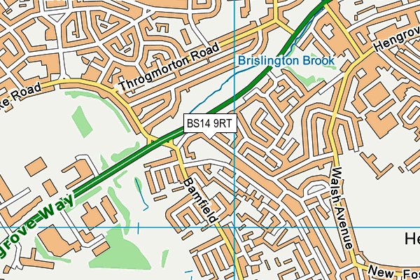BS14 9RT map - OS VectorMap District (Ordnance Survey)