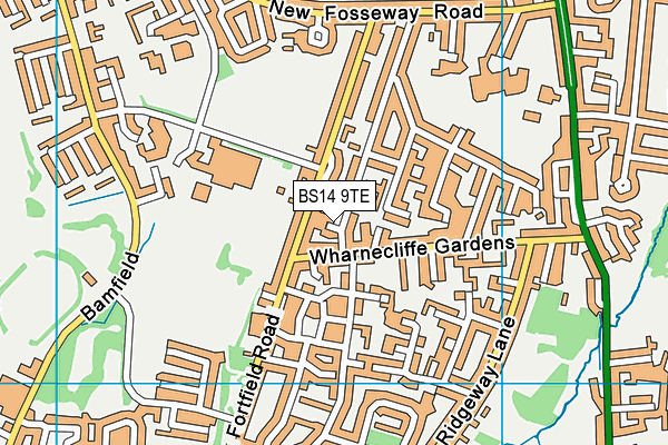 BS14 9TE map - OS VectorMap District (Ordnance Survey)