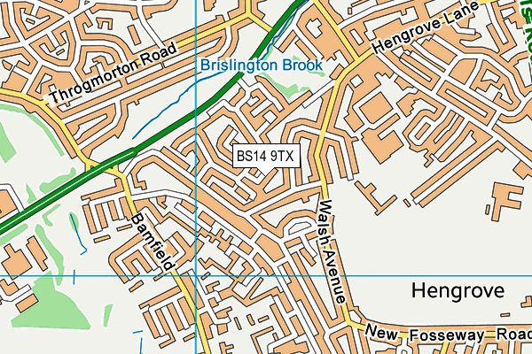 BS14 9TX map - OS VectorMap District (Ordnance Survey)