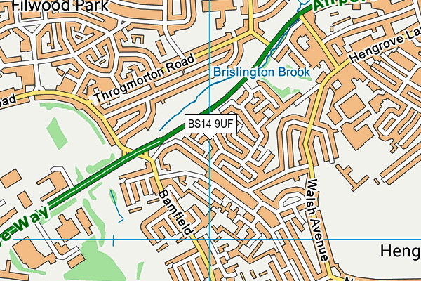 BS14 9UF map - OS VectorMap District (Ordnance Survey)