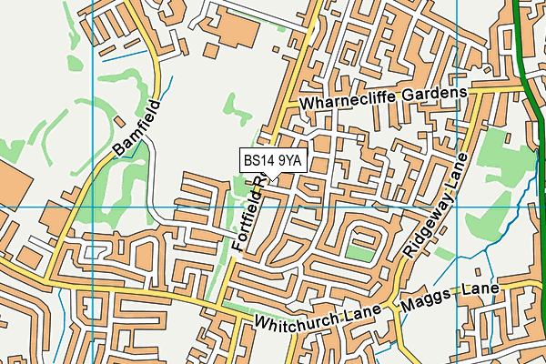 BS14 9YA map - OS VectorMap District (Ordnance Survey)