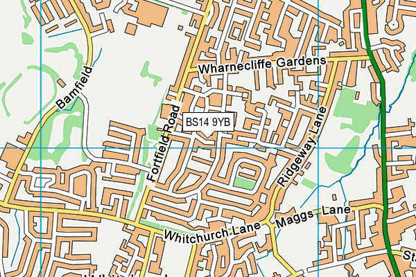 BS14 9YB map - OS VectorMap District (Ordnance Survey)